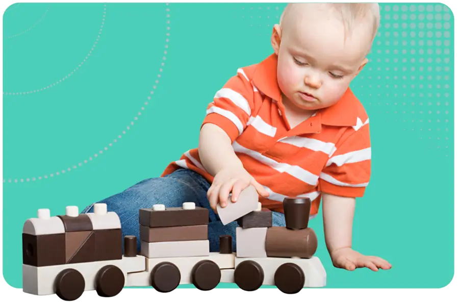 Communication and language activities image - child with a train