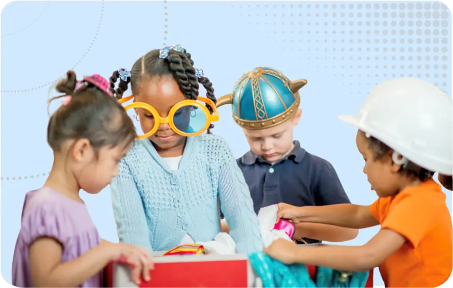 Communication and language activities image - children playing dress up