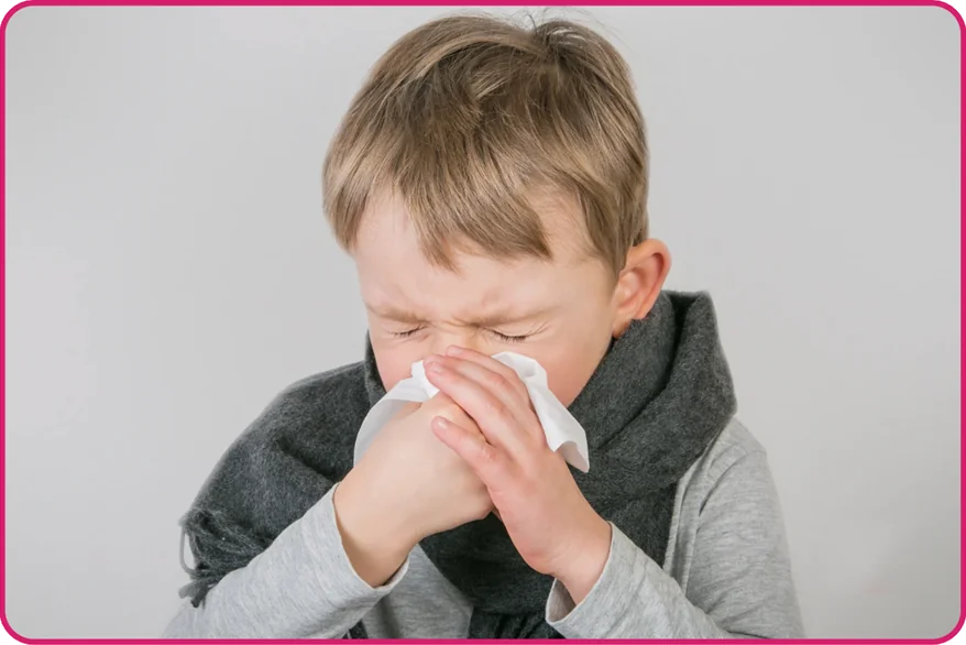 Hand foot and mouth image - boy blowing nose