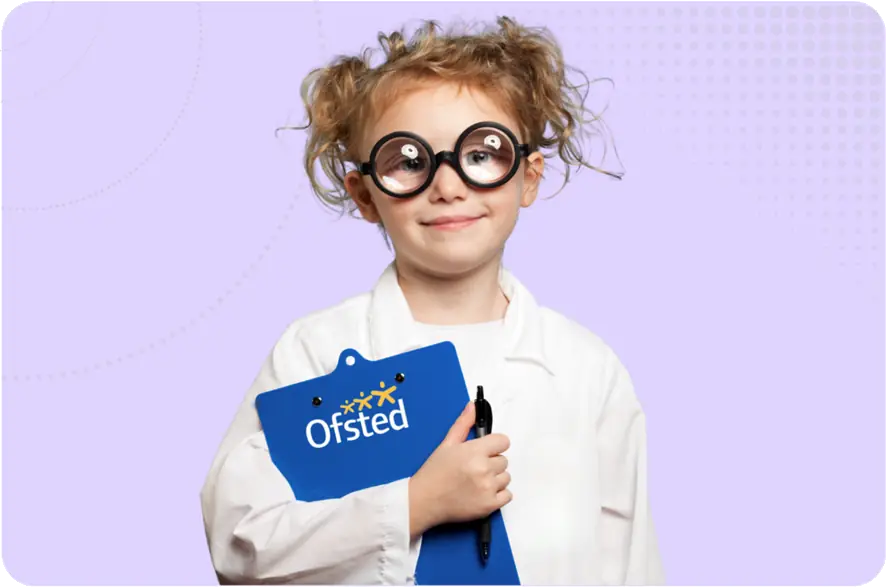 Ofsted 3Is Blog image 2026 - Child with a clipboard that has an ofsted logo on it