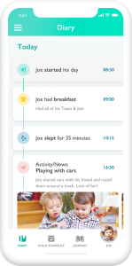 A rendering of a phone and screen showing the Parent App