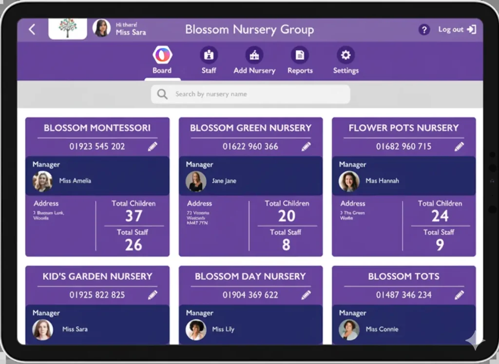 A screenshot of an imagined Ovivio Platform in purple