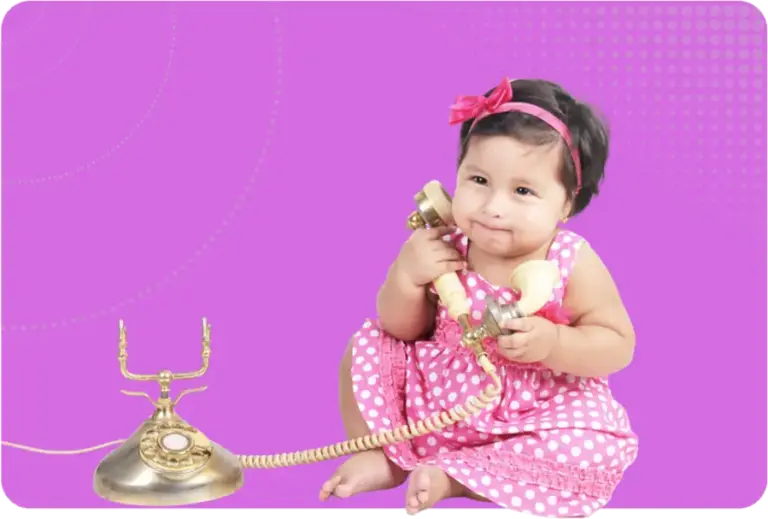 Ofsted Preparation call image - toddler using a rotary phone