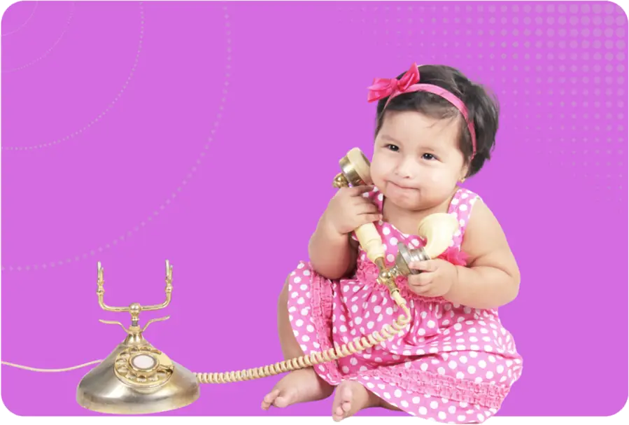 Ofsted Preparation call image - toddler using a rotary phone
