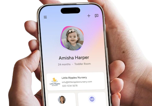Hands holding a phone Ovivio Parent App