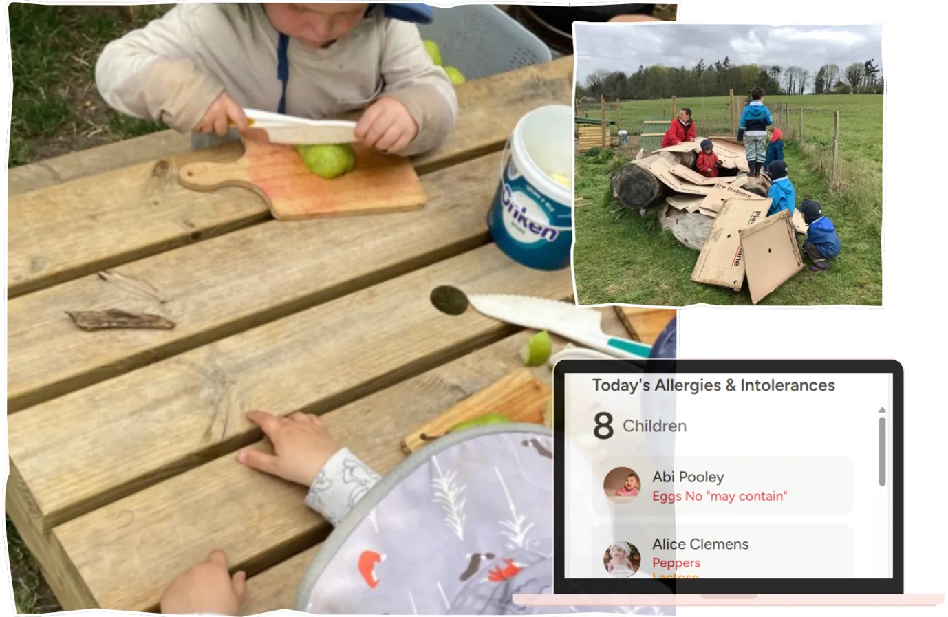 The Pheasant Nest Exceptional Inclusion Image - Children exploring and learning outdoors with allergies and intolerance overlaid